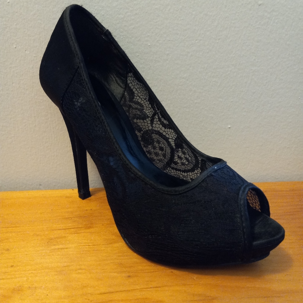 Aldo Lace Stilletho Peep Toe Womens Size 37 - Picture 6 of 10